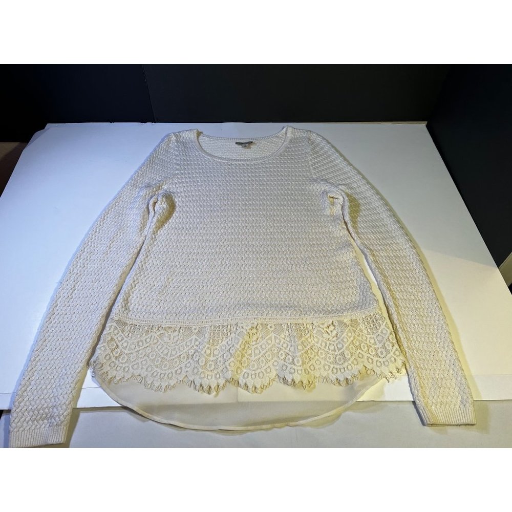Lucky Brand White Knitted Sweater Long Sleeve Medium